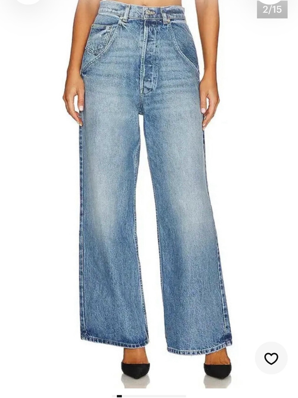 EB Denim Wide-Leg Flare Jeans in Light Blue